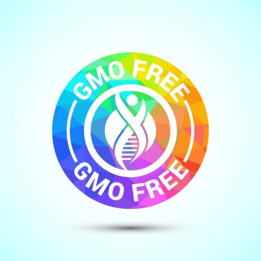 GMO ücretsiz ikon tasarımı çizimi, gmo olmayan gıda etiketi, organik sağlıklı yiyecek sembolü