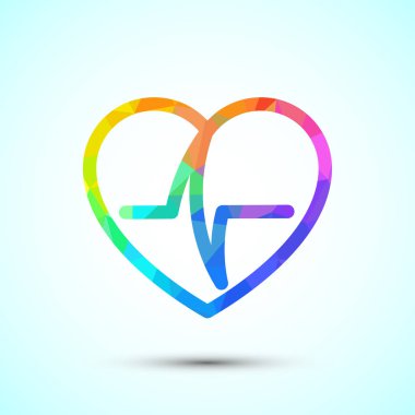 Kalp atışı ikonu tasarımı illüstrasyonu, web ve mobil uygulama için tıbbi kalp işareti, düşük polyester tarzı