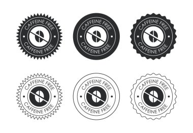 Kafeinsiz ikon tasarımı çizimi, kafein rozeti yok, etiket tasarımı