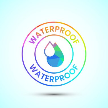 Waterproof icon design illustration, water resistant signs, liquid proof protection, low poly style clipart