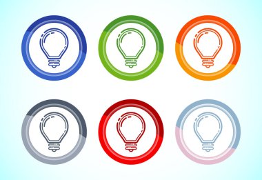 Elektrik lambası ikonu tasarım illüstrasyonu, yaratıcı fikir simgesi, 6 renk düğmesi tasarımı