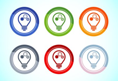 Elektrik lambası ikonu tasarım illüstrasyonu, yaratıcı fikir simgesi, 6 renk düğmesi tasarımı