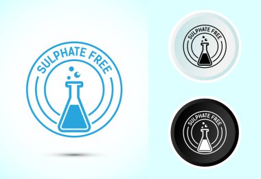 Sülfatsız ikon tasarımı çizimi. Ürün garantisi için sülfat rozet etiketi yok, Renk siyah ve beyaz