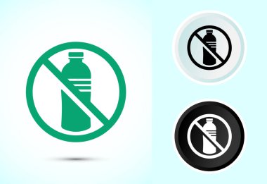 Plastiksiz simge tasarımı illüstrasyonu, plastik ürün işareti yok, siyah beyaz renk