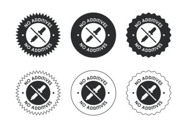 Katkı maddeleri ücretsiz simge tasarımı illüstrasyonu. Yiyecek ambalajı için katkı maddesi yok
