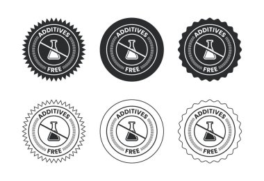 Katkı maddeleri ücretsiz simge tasarımı illüstrasyonu. Yiyecek ambalajı için katkı maddesi yok