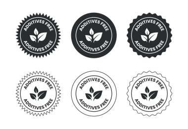 Katkı maddeleri ücretsiz simge tasarımı illüstrasyonu. Yiyecek ambalajı için katkı maddesi yok