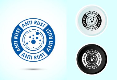 Pas önleyici ikon tasarımı çizimi. Oksitlenme önleme işareti, paslanmaya dayanıklı sembol, siyah-beyaz renk.