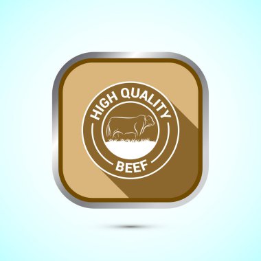 Yüksek kaliteli sığır eti tasarımı, yüksek kaliteli et rozeti, taze et etiketi, altın renkli gölge tasarımı