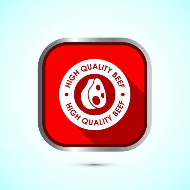 Yüksek kaliteli sığır eti tasarımı, yüksek kaliteli et rozeti, taze et etiketi, kırmızı renkli gölge tasarımı