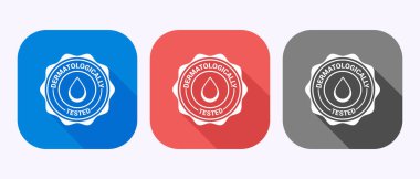 Dermatolojik olarak test edilmiş simge tasarımı, dermatoloji testi ve gölge düğmesi tasarımında dermatoloji kliniği simgesi.