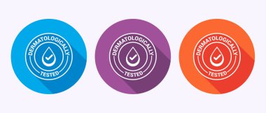 Dermatolojik olarak test edilmiş simge tasarımı, dermatoloji testi ve gölge düğmesi tasarımında dermatoloji kliniği simgesi.