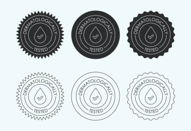 Dermatolojik olarak test edilmiş ikon tasarımı, dermatoloji testi ve dermatoloji kliniği ikonu