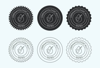 Dermatolojik olarak test edilmiş ikon tasarımı, dermatoloji testi ve dermatoloji kliniği ikonu