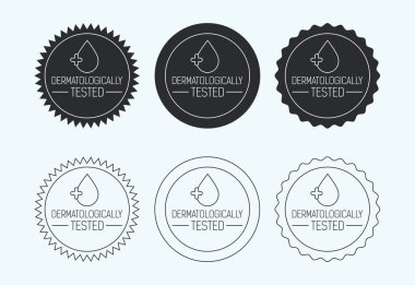 Dermatolojik olarak test edilmiş ikon tasarımı, dermatoloji testi ve dermatoloji kliniği ikonu