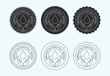 Dermatolojik olarak test edilmiş ikon tasarımı, dermatoloji testi ve dermatoloji kliniği ikonu