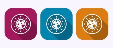 Virüs, bakteri simgesi tasarımı çizimi. Mikrop bakteri işareti. Gölge düğmesi dizaynında virüs simgesi