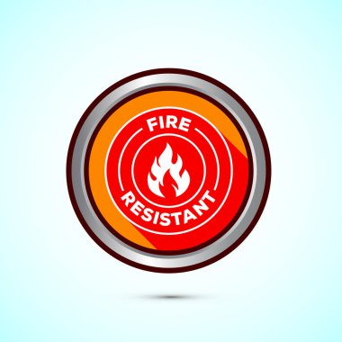 Ateşe dayanıklı simge tasarımı illüstrasyonu, Ateş Alevi Koruma İşareti sembolü, Turuncu Renk Gölgesi Tasarımı