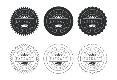 Aloe vera ayıklama simge tasarımı illüstrasyonu. Ürün ambalajı için Aloe vera rozet etiketi