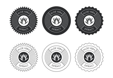 Aloe vera ayıklama simge tasarımı illüstrasyonu. Ürün ambalajı için Aloe vera rozet etiketi