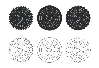 Aloe vera ayıklama simge tasarımı illüstrasyonu. Ürün ambalajı için Aloe vera rozet etiketi