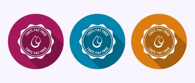 Yağsız ikon tasarımı çizimi. Gölge düğmesi tasarımında sıfır yağ çemberi rozet etiketi