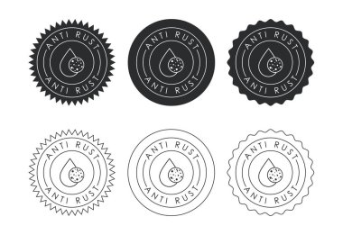 Pas önleyici ikon tasarımı çizimi. Antioksidasyon işareti, paslanmaya dayanıklı sembol.