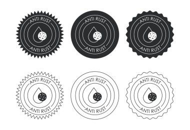 Pas önleyici ikon tasarımı çizimi. Antioksidasyon işareti, paslanmaya dayanıklı sembol.