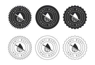 Pas önleyici ikon tasarımı çizimi. Antioksidasyon işareti, paslanmaya dayanıklı sembol.