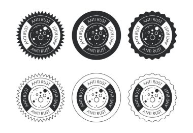 Pas önleyici ikon tasarımı çizimi. Antioksidasyon işareti, paslanmaya dayanıklı sembol.