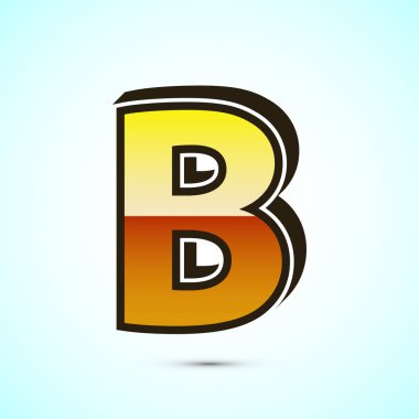 3D İngiliz harfi B, altın rengi. Şirket iş kimliği için grafiksel alfabe sembolü