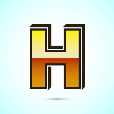 3 boyutlu İngilizce H harfi altın rengi. Şirket iş kimliği için grafiksel alfabe sembolü