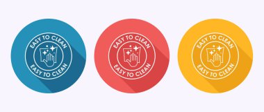 Kolay temizlik ikonu tasarımı çizimi. Gölge tuşu tasarımında yüzey simgesini temizle