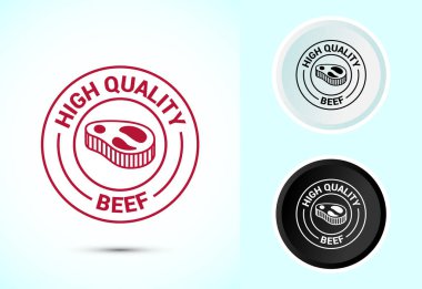 Yüksek kaliteli sığır eti tasarımı, yüksek kaliteli et rozeti, taze et etiketi, siyah-beyaz renk