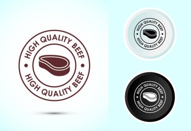 Yüksek kaliteli sığır eti tasarımı, yüksek kaliteli et rozeti, taze et etiketi, siyah-beyaz renk