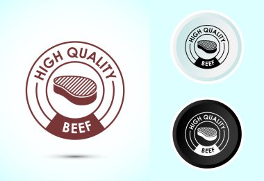 Yüksek kaliteli sığır eti tasarımı, yüksek kaliteli et rozeti, taze et etiketi, siyah-beyaz renk