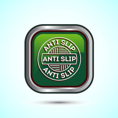 Anti-slipon tasarım illüstrasyonu. Kayma önleme simgesi, kayma önleme simgesi, yeşil renkli kare tasarım