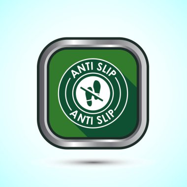 Anti-slipon tasarım illüstrasyonu. Kayma önleme simgesi, kayma önleme simgesi, yeşil renk gölge tasarımı 