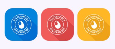 Su geçirmez simge tasarımı illüstrasyon, sıvı geçirmez koruma, gölge düğmesi tasarımında suya dayanıklı işaret