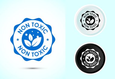 Zehirli olmayan ikon tasarımı çizimi. Zararlı bir kimyasal işaret işareti yok, siyah-beyaz renk.