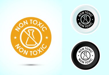 Zehirli olmayan ikon tasarımı çizimi. Zararlı bir kimyasal işaret işareti yok, siyah-beyaz renk.