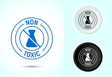 Zehirli olmayan ikon tasarımı çizimi. Zararlı bir kimyasal işaret işareti yok, siyah-beyaz renk.