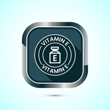 E vitamini ikonu tasarım çizimi. E vitamini işareti sembolü, gri renk gölge tasarımı