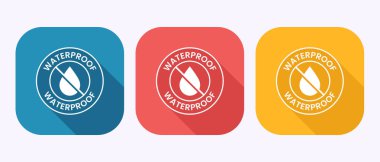 Su geçirmez simge tasarımı illüstrasyon, sıvı geçirmez koruma, gölge düğmesi tasarımında suya dayanıklı işaret