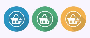 Çevrimiçi alışveriş ikonu tasarımı illüstrasyonu. Gölge düğmesi tasarımında alışveriş işareti sembolü