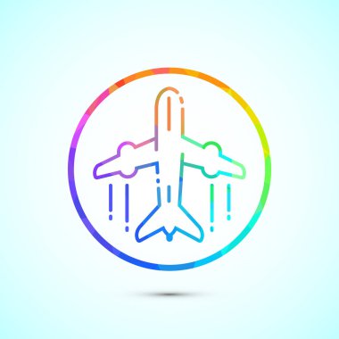 Uçak ikonu tasarımı çizimi. Uçuş taşıma işareti. Seyahat, düşük polimerli bayram sembolü