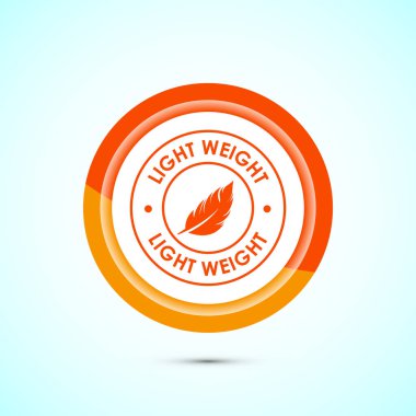 Hafif sıklet tasarım illüstrasyonu. Tüy simgesi, Hafif Ağırlık İşaret sembolü, Turuncu Renk Tasarımı