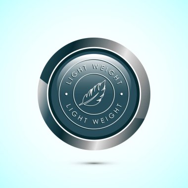 Hafif sıklet tasarım illüstrasyonu. Tüy simgesi, Hafif Ağırlık simgesi işareti, Gri renk yuvarlak düğme tasarımı
