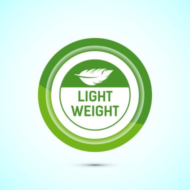Hafif sıklet tasarım illüstrasyonu. Tüy simgesi, Hafif Ağırlık İşaret sembolü, Yeşil Renk Tasarımı