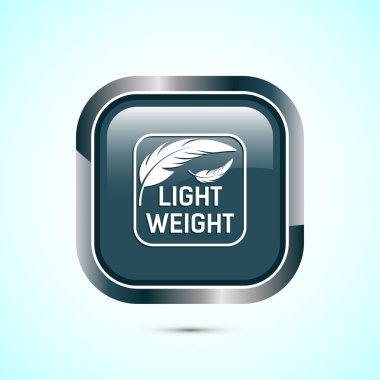 Hafif sıklet tasarım illüstrasyonu. Tüy simgesi, Hafif Ağırlık İşaret sembolü, Gri Renk Kare Tasarım